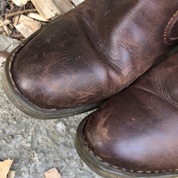 Born Leather Boots-Sz 7-Sherpa Lined-Small Heel-Zipper at Back-Brown - Picture 8 of 16